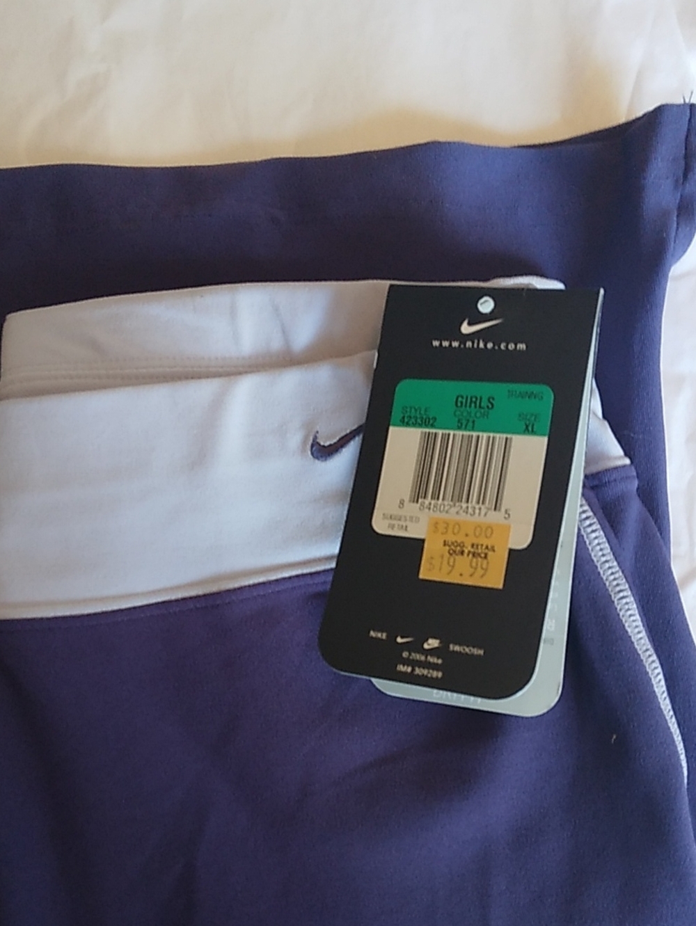 Nike Purple Kids Leggings with Light Gray Waistband